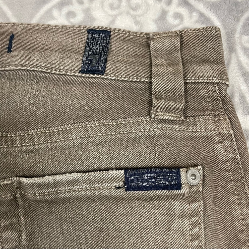 7 for all mankind Jeans Women 26 Green Skinny Double Knee Ankle Zip Denim Biker - Picture 5 of 10